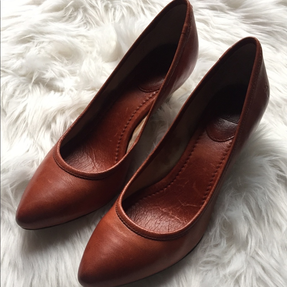 Frye brown leather heels.